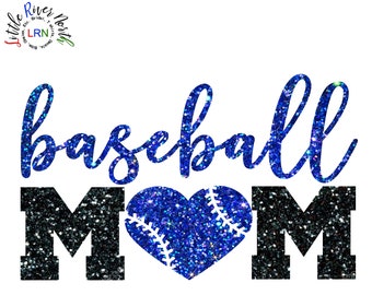 DIY Iron On Decal Transfer, "Baseball Mom", Baseball Heart Design, Sports Decals, Baseball Parent Iron Ons, Custom Glitter Sports Iron Ons,