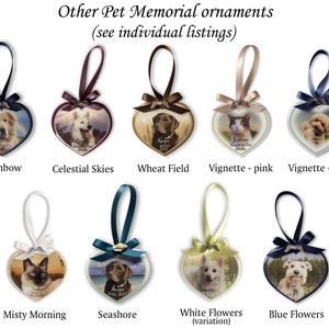 Pet Memorial Photo Heart Ornament White Flowers, wood, pet loss gift, personalized, dog condolence gift, cat loss, angel wings, keepsake image 9