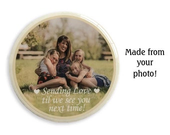 Sending Love Photo magnet - round, wood, miss you gift, keepsake, family photo gift, friends photo gift