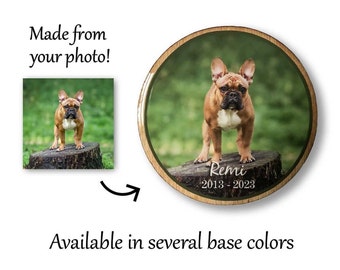 Pet Memorial Photo Round Magnet - Your Original Picture, wood, personalized, pet loss gift, dog, cat, keepsake remembrance