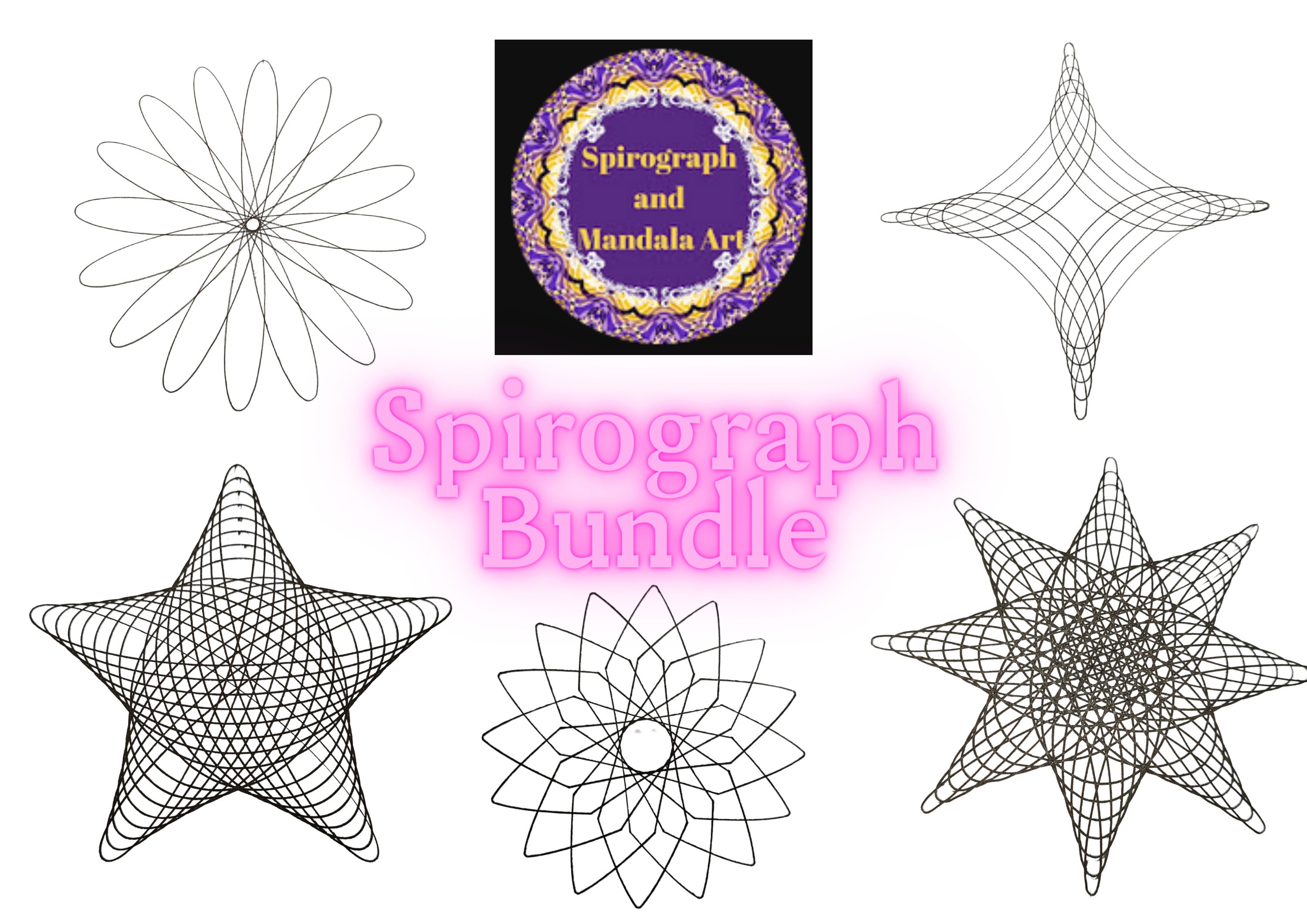  Spirograph Rainbow Spiral Geometry Mandala Flower
