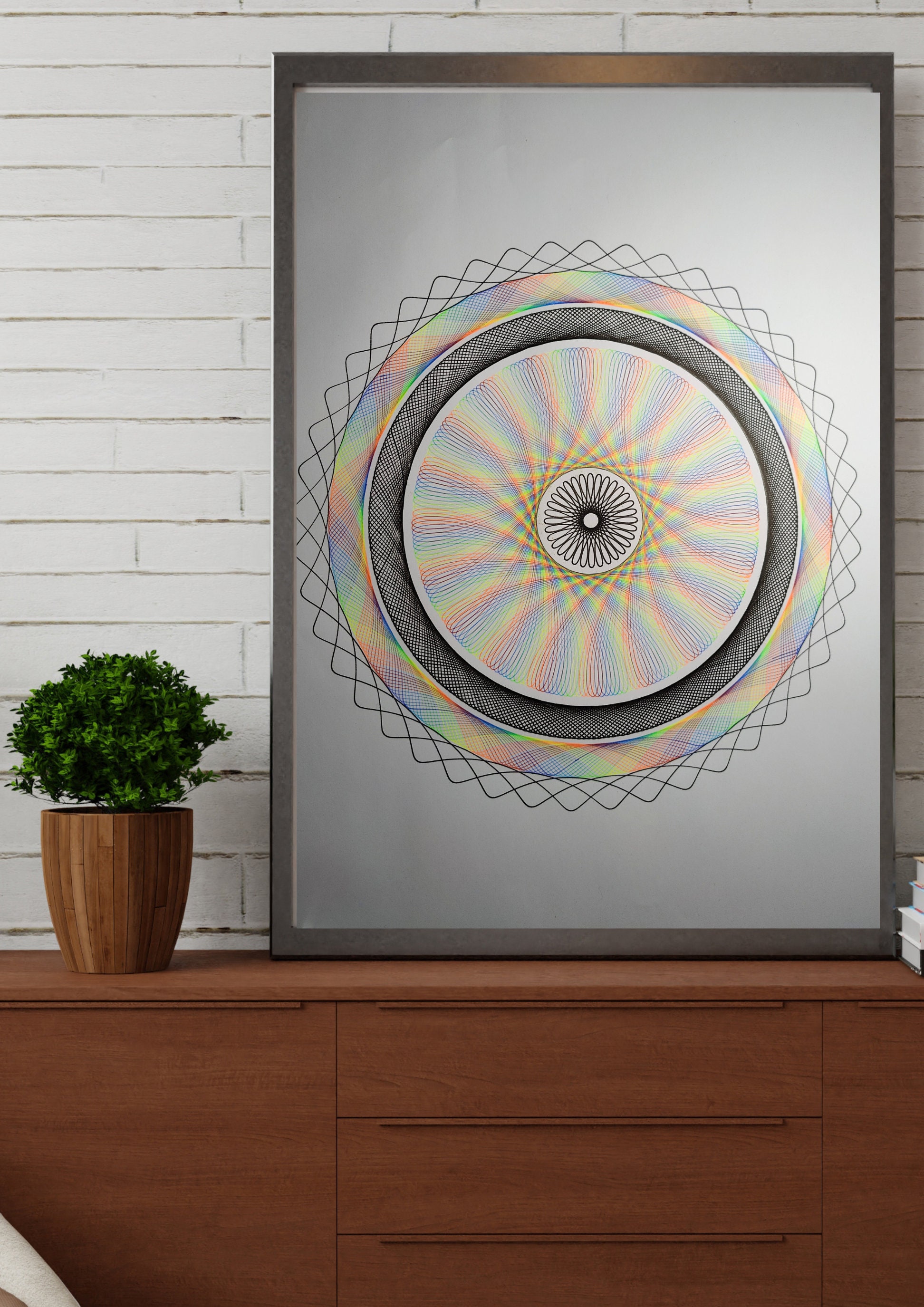 Blue Mandala Spirograph Art Pattern Design Rosette Art Print by