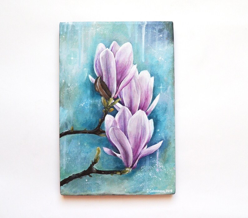 Magnolia painting Acrylic painting Flower painting Original Etsy