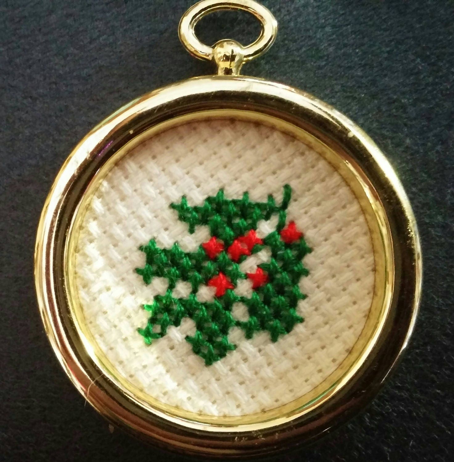 Christmas ornament counted cross stitch holly leaf Etsy