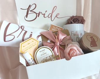 Engagement Gift Box Bride To Be | ROSE GOLD Mug Wedding Basket | Miss to Mrs | Personalized Custom Engaged Bridal Shower | OMG Youre Engaged