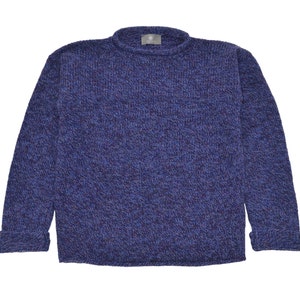 purple marl wool womens chunky jumper with feature cuffs