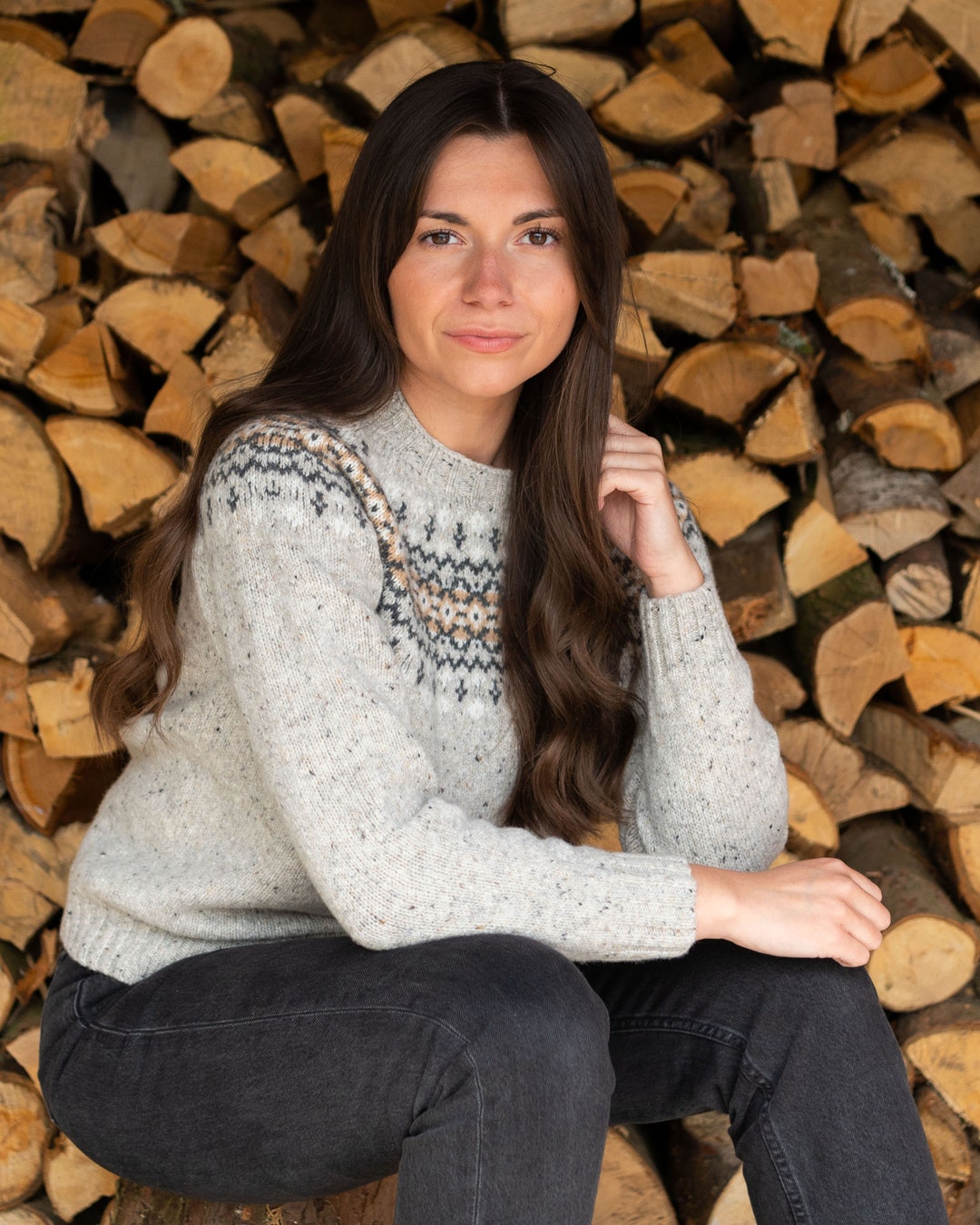 Fair Isle Jumper Sweater Red Aqua Green 