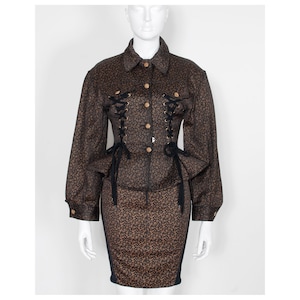 Iconic vintage black & gold floral JEAN PAUL GAULTIER junior 1988 collectible laced corset bodycon bondage jacket
