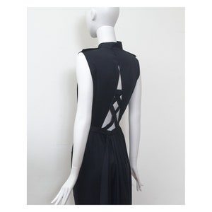 Stunning vintage black 1986 runway vampire THIERRY MUGLER bondage dress