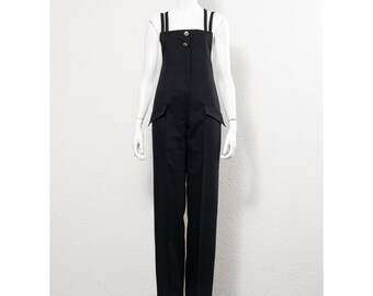 Slinky vintage 1990s black wool VERSACE - ISTANTE salopette dungaree