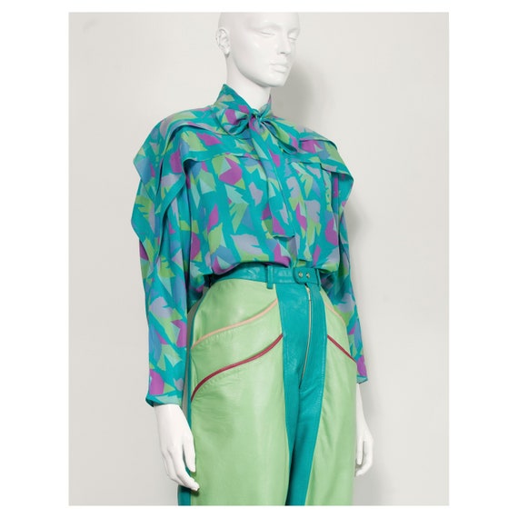 Rare vintage 1970s FONG LENG silk blouse and leath