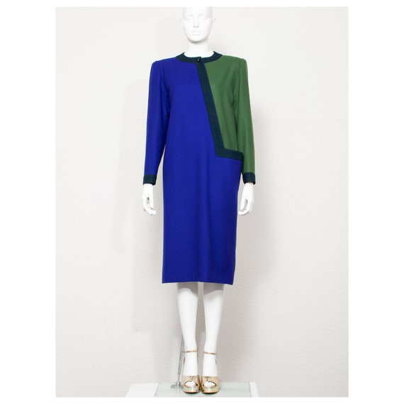 Vintage 1980s purple green wool asymmetrical NINA… - image 1