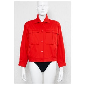Stunning vintage 80s red cropped YVES SAINT LAURENT sports jacket, rive gauche