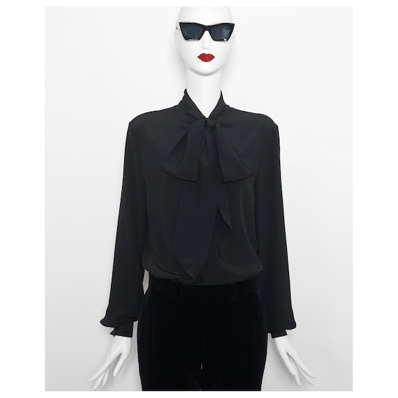 fabulous black silk pussybow GUCCI by Alessandro Michele dress shirt, unisex