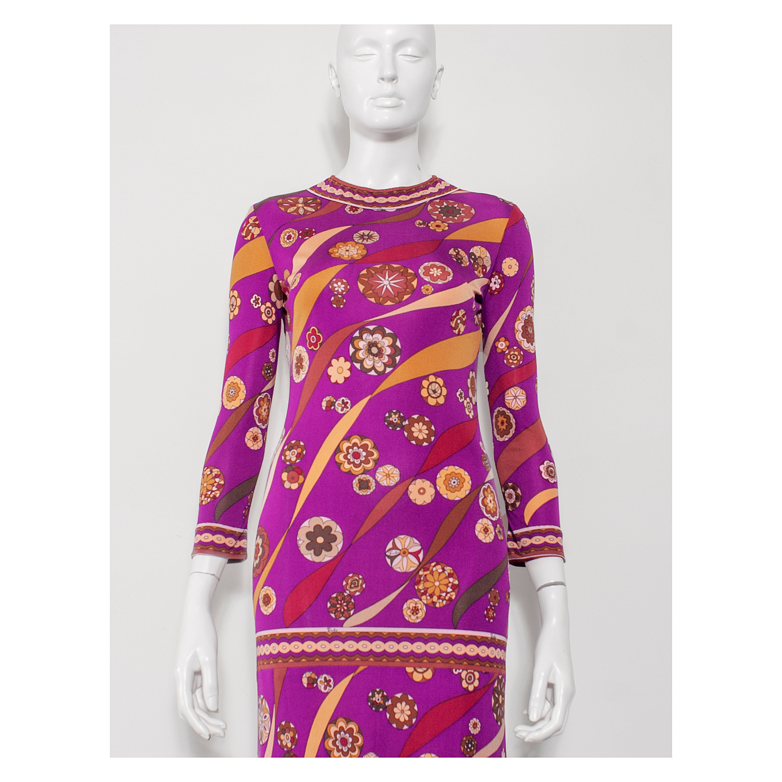 Vintage 60s Emilio Pucci Floral Pattern Dress Medium