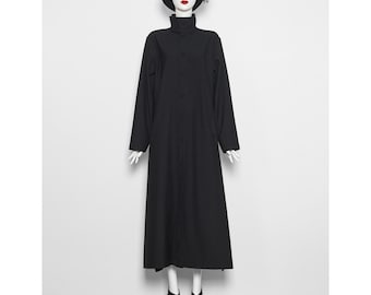 Rare 2018 documented runway black wool full length YOHJI YAMAMOTO monk coat, mens, unisex