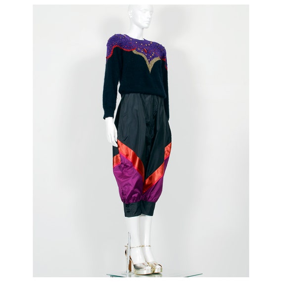 Stunning vintage 1980s silk culottes & knitted sw… - image 3