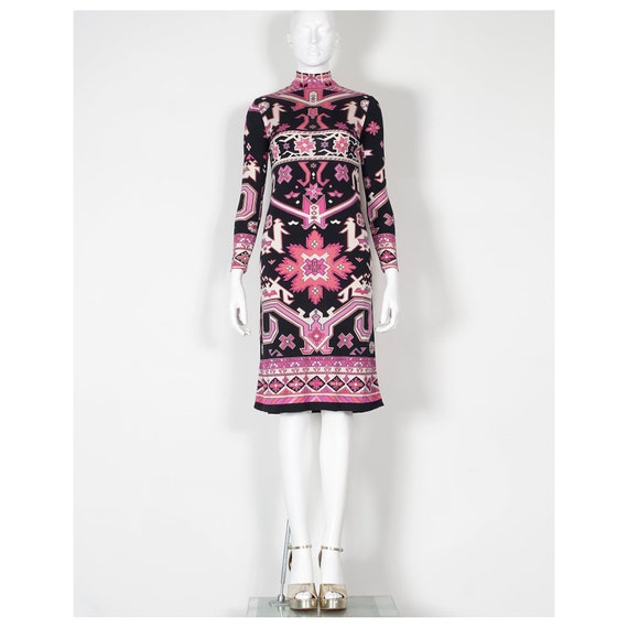 open lace back dress Gracie Pink Multi Aztec Print Belted Midaxi Dress