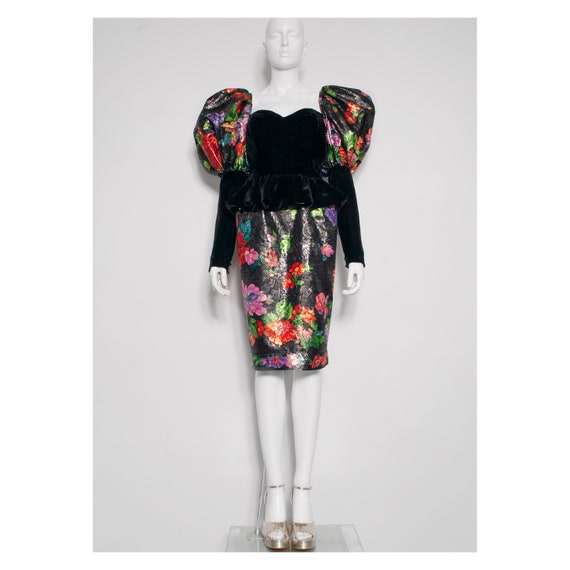 Stunning vintage 1980s silk brocade floral LEONAR… - image 1