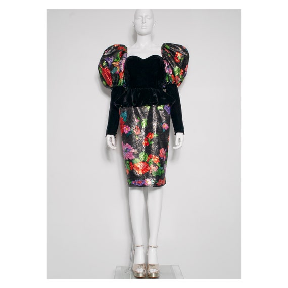 Stunning vintage 1980s silk brocade floral LEONARD