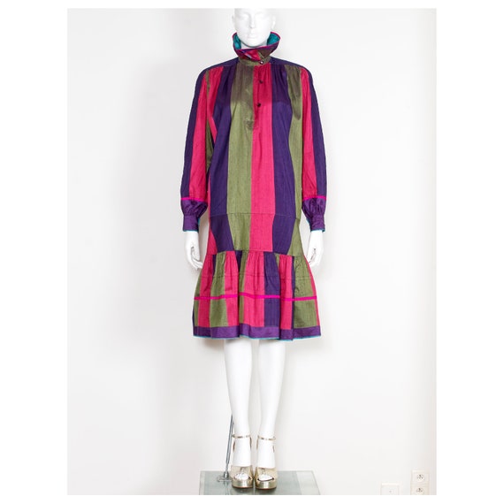 Stunning vintage 1970s striped silk KENZO balloon… - image 1