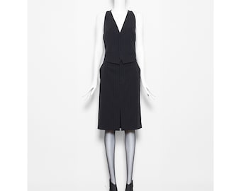 Iconic vintage 1990s pinstripe JEAN PAUL GAULTIER pencil skirt illusion dress