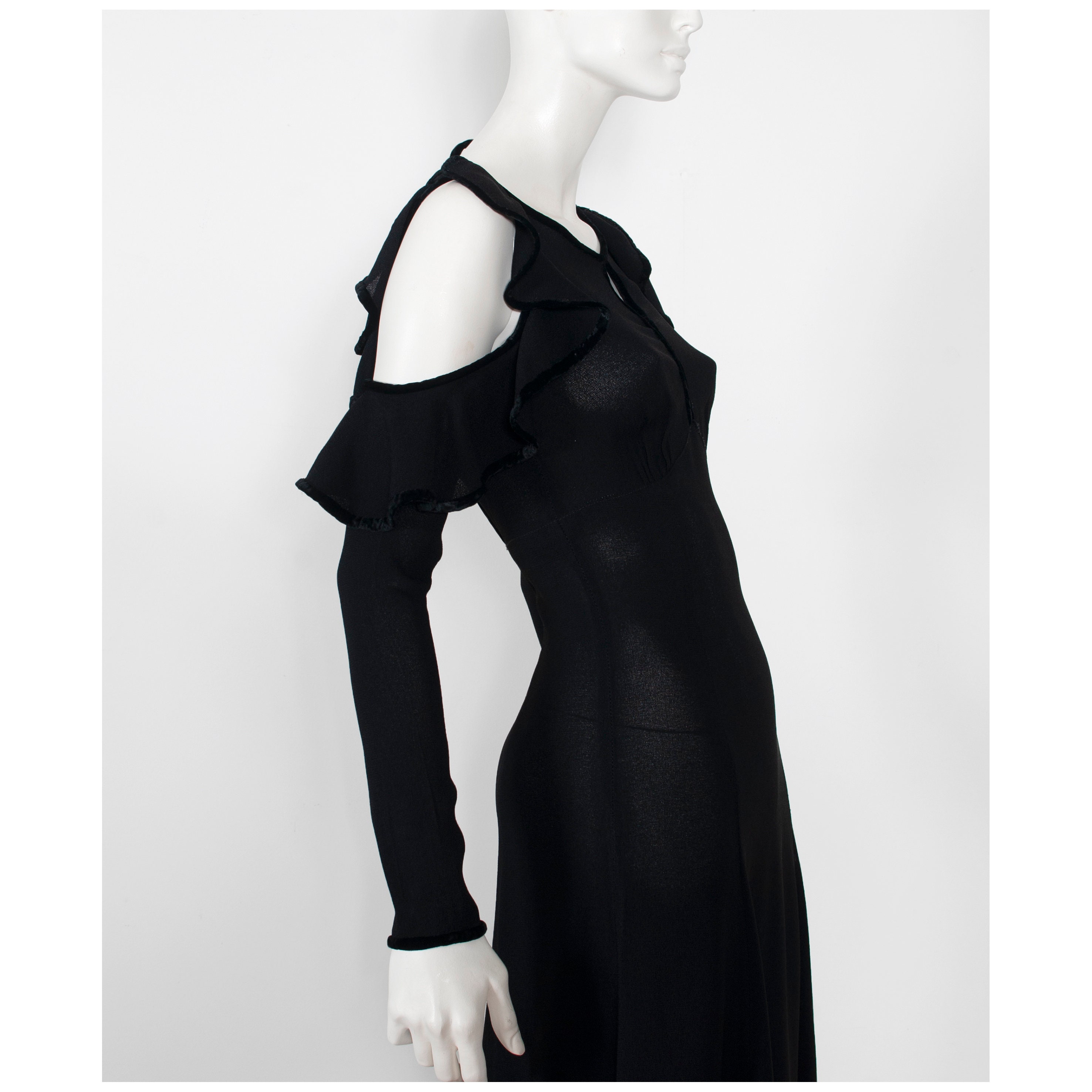 Iconic Vintage Black Crepe Backless OSSIE CLARK Judy Dress