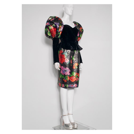 Stunning vintage 1980s silk brocade floral LEONAR… - image 3