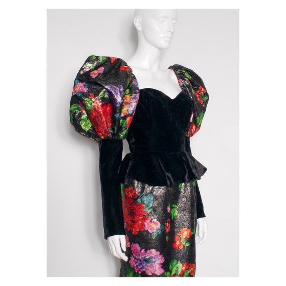 Stunning vintage 1980s silk brocade floral LEONAR… - image 4