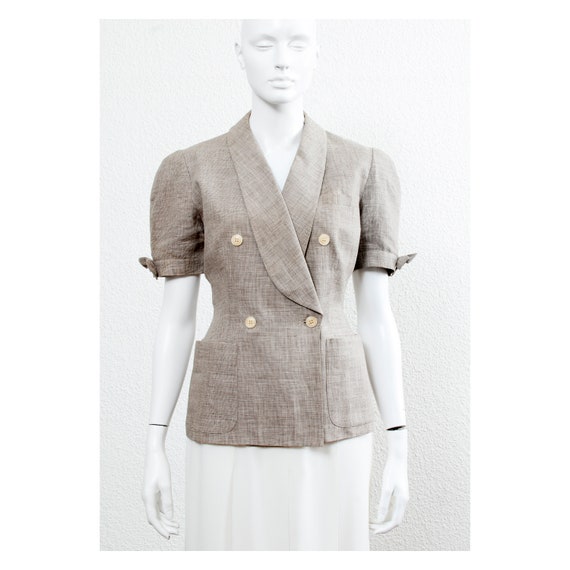 Vintage linen 1980s tailored CACHAREL double breas
