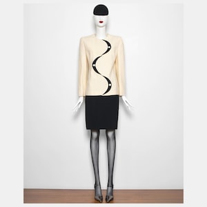 Fab vintage late 1980 tailored zig zag closure PIERRE CARDIN skirt suit