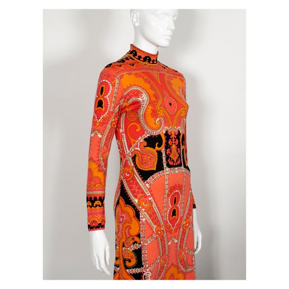 Stunning early 1970s vibrant silk Art Deco print … - image 5