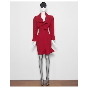 Iconic Vintage FW 1989 Runway Dramatic Red Sculptural THIERRY MUGLER Goddess Dress
