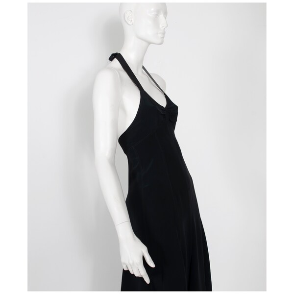 Stunning 70s plunging OSSIE CLARK for Quorum full length halter dress