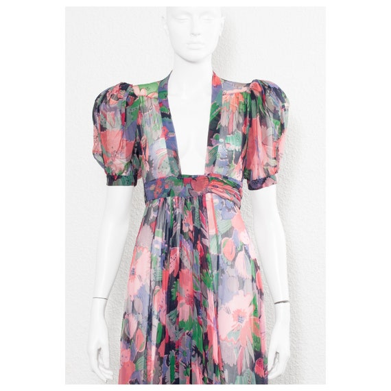 Rare vintage Celia Birtwell floral print crepe Oss