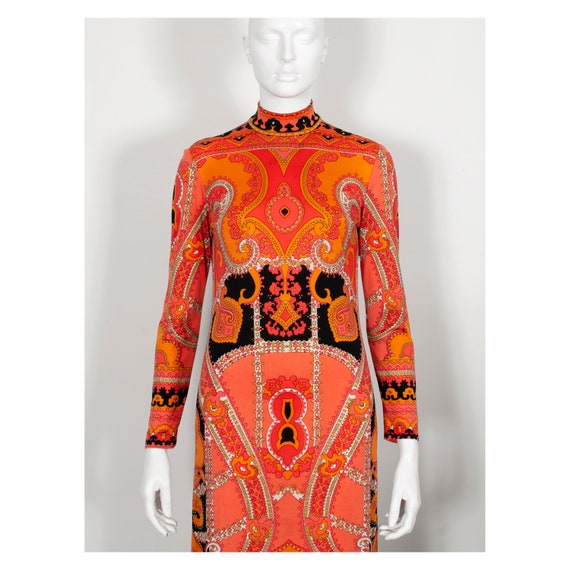 Stunning early 1970s vibrant silk Art Deco print … - image 2