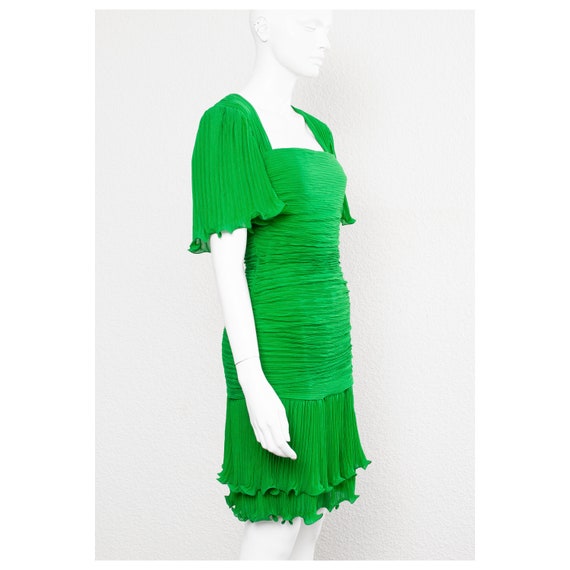 Stunning vintage 1980s Kelly green fortuny pleate… - image 3