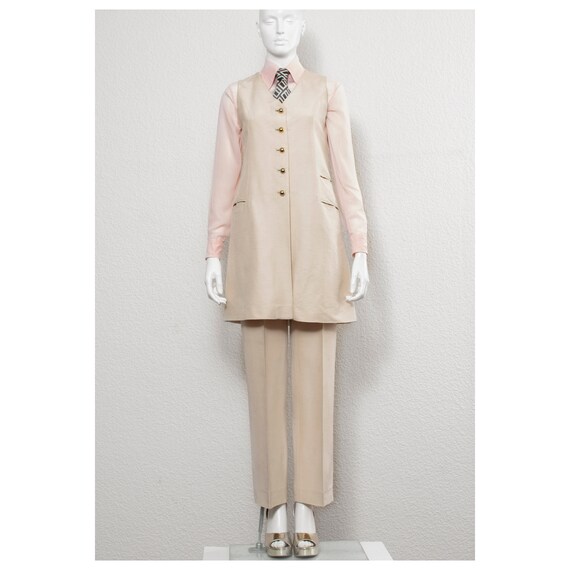 Rare vintage 1960s creme silk moire NINA RICCI va… - image 3