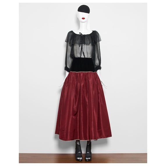 Velvet Top And Taffeta Skirt Vintage Yves Saint Laurent Silk Taffeta