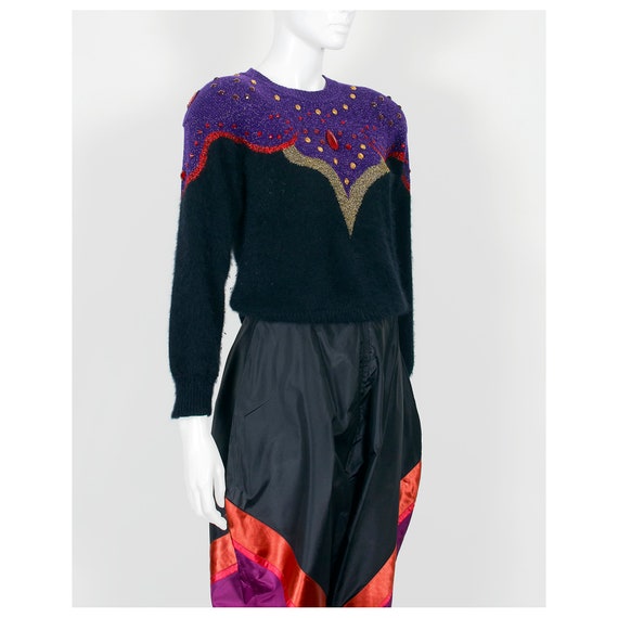 Stunning vintage 1980s silk culottes & knitted sw… - image 4