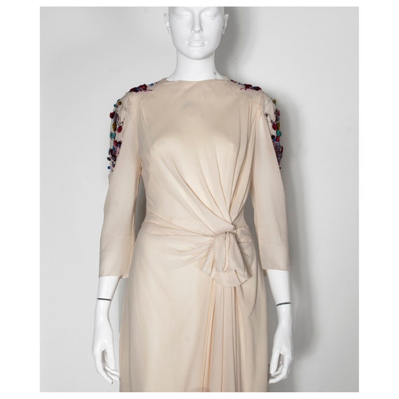 Buy Vintage Yves Saint Laurent Cocktail Dress: Creme Wool Embroidered Beaded  Online in India - Etsy
