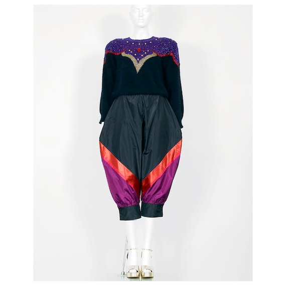 Stunning vintage 1980s silk culottes & knitted sw… - image 1