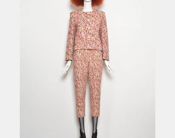 Zeldzame vintage COMME des GARÇONS catwalk COMME des GARÇONS gespikkelde confetti wolvilt broekpak uit 1991