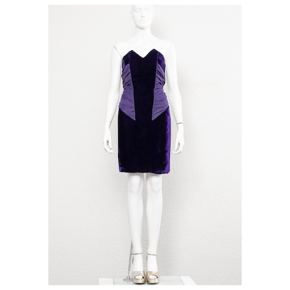 Stunning vintage 1980s purple velvet boned corset… - image 2