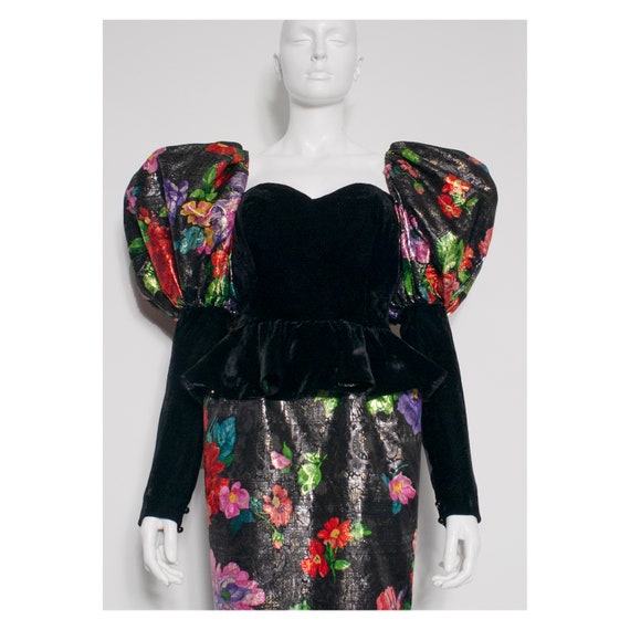 Stunning vintage 1980s silk brocade floral LEONAR… - image 2