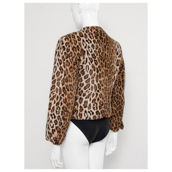 Vintage 1990s faux fur leopard print KENZO croppe… - image 5