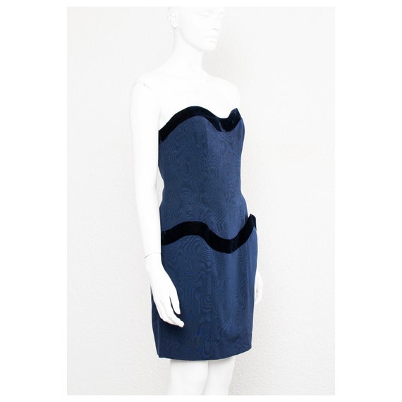 Stunning vintage 1980s blue silk corset LANVIN wi… - image 5