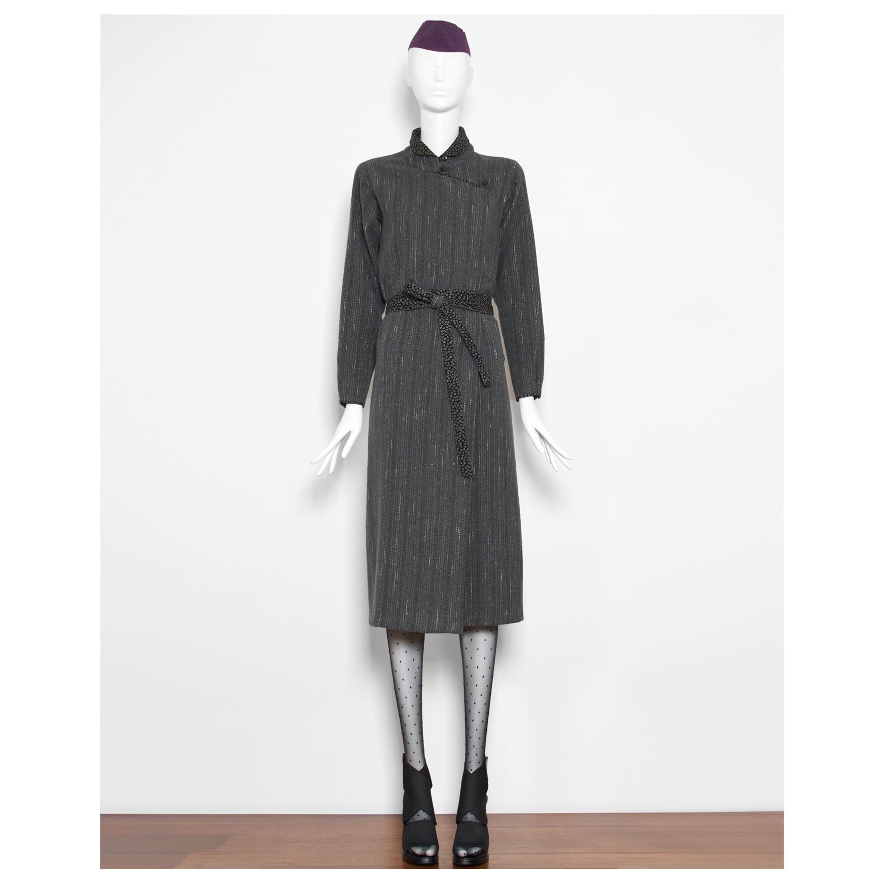 Rare vintage 1975 documented runway raw wool KENZO JAP kimono dress