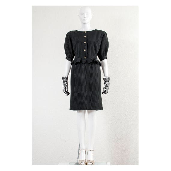 Vintage black moiré 1980s Ungaro bombshell wiggle