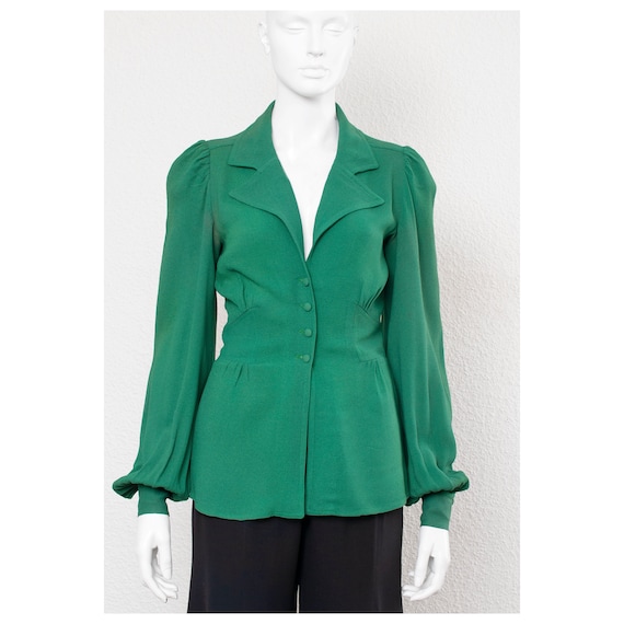 Rare vintage late 1960s green moss crepe 40s style